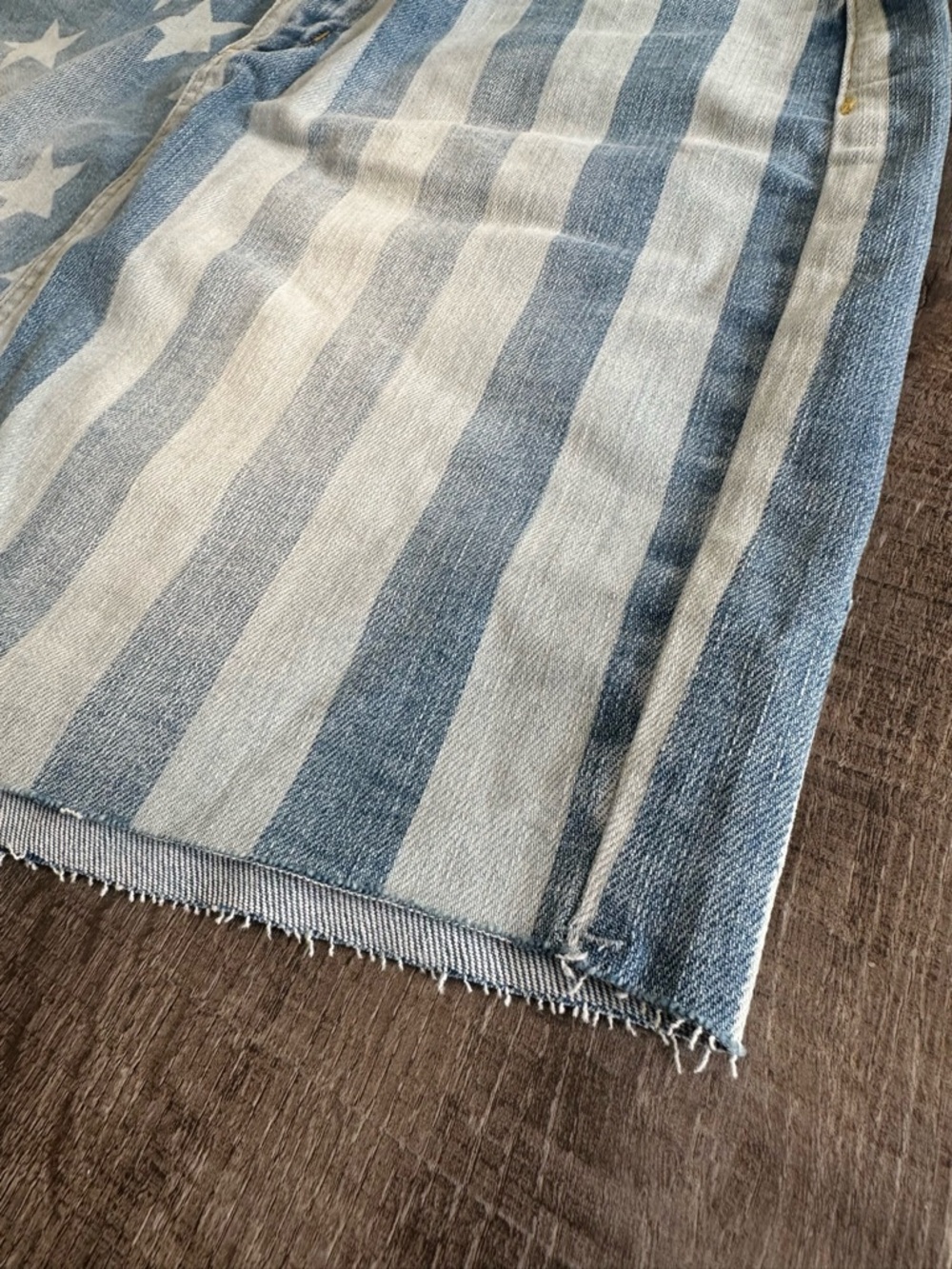 Judy Blue Distressed Blue Star & Stripe Denim Mini Skirt - Picture 11 of 14